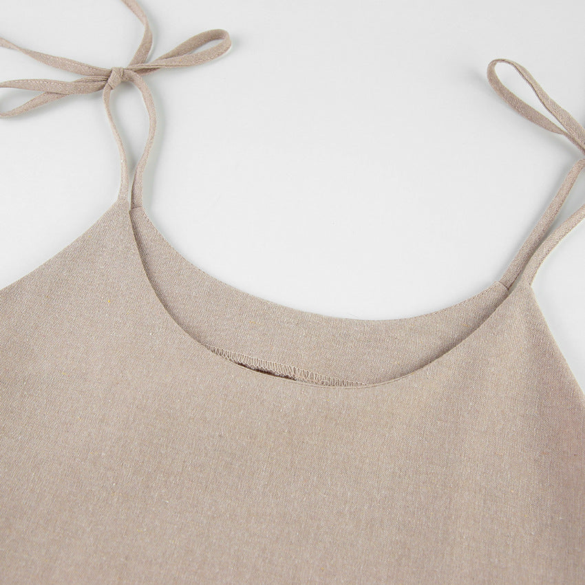 Loose-Fitting Cotton Linen Sundress